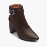 Side Buckle Embellished Boots brown side single