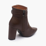 Side Buckle Embellished Boots brown back
