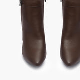 Side Buckle Embellished Boots brown front angle zoomed