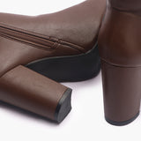 Side Buckle Embellished Boots brown sole