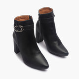 Side Buckle Embellished Boots black side angle