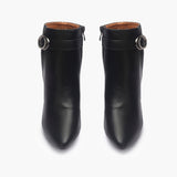 Side Buckle Embellished Boots black front angle zoom