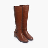 Croc Finish Single buckle Boots brown side angle