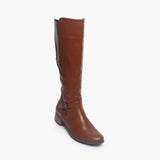 Croc Finish Single buckle Boots brown side single