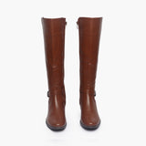 Croc Finish Single buckle Boots brown front angle