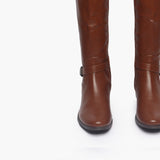 Croc Finish Single buckle Boots brown front zoom