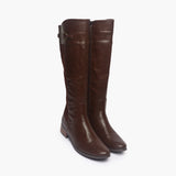 Quilted Boots brown side angle