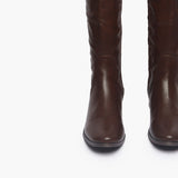 Quilted Boots brown front angle zoomed