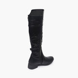 Double Buckle Side Zipper Boots black back