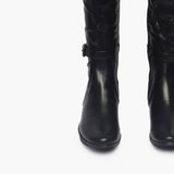 Double Buckle Side Zipper Boots black front zoom