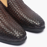 Arrow Weave Slip Ons brown zoomed in