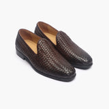 Arrow Weave Slip Ons brown side angle