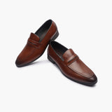 U-Tip Formal Slip Ons brown