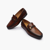 Woven Metal Bit Moccasins cognac