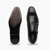 Double Buckle Monk Strap Patina black top and sole