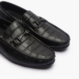 Croc Effect Loafers with Buckle