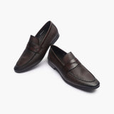 Weave Textured Penny Slip Ons brown