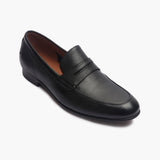 Milled Leather Penny Loafers black side single
