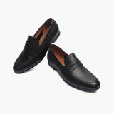Milled Leather Penny Loafers black
