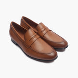 Milled Leather Penny Loafers tan side angle