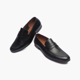 U Tip Penny Loafers black