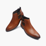 Chelsea Boots with Side Buckle cognac