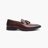 Tassle Slip Ons maroon side profile