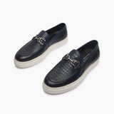 Casual Croc Print Slip Ons with Metal Bit navy opposite side