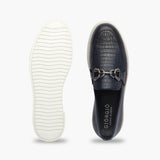 Casual Croc Print Slip Ons with Metal Bit navy top and sole