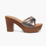 Knot Embellished Heels metallic side profile