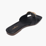 Chunky Chain Buckle Flats black back