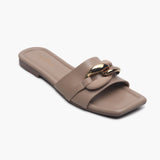 Chunky Chain Buckle Flats grey side single