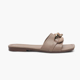 Chunky Chain Buckle Flats grey side profile