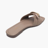 Chunky Chain Buckle Flats grey back