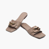 Chunky Chain Buckle Flats grey