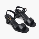 Classic Block Heel Sandals black side angle