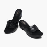 Shimmery Symmetric Strap Wedges black
