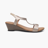 T Bar Chainstring Wedge Sandals gold side profile