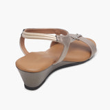 T Bar Chainstring Wedge Sandals gold back