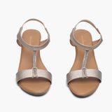 T Bar Chainstring Wedge Sandals gold front