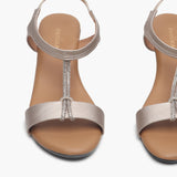 T Bar Chainstring Wedge Sandals gold front zoom