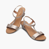 T Bar Chainstring Wedge Sandals gold