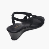 T Bar Chainstring Wedge Sandals black back