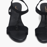 T Bar Chainstring Wedge Sandals black front zoom