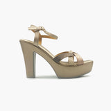 Symmetric High Heel Platforms gold side profile with heel