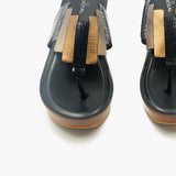 Multiple Striped Wedges black front angle