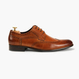 The Classic Brogue tan side profile with heel