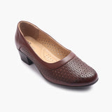 Intricate Perforated Heel Ballerinas