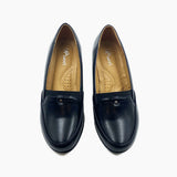 Block Heel Burnished Pumps Black