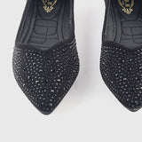 Stud Embellished Pointed Flats Black